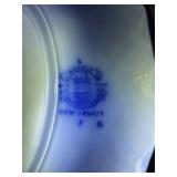 Set of 7 Assorted Antique Flow Blue Dishes English and German