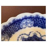 Set of 7 Assorted Antique Flow Blue Dishes English and German