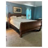 King-Size Sleigh Bed Frame with Elegant Wood Finish
