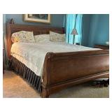 King-Size Sleigh Bed Frame with Elegant Wood Finish