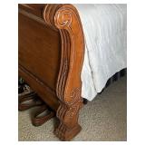 King-Size Sleigh Bed Frame with Elegant Wood Finish