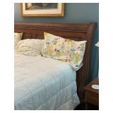 King-Size Sleigh Bed Frame with Elegant Wood Finish