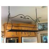 Elegant Wrought Iron Pot Rack with Leaf Design and Hooks