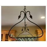 Elegant Wrought Iron Pot Rack with Leaf Design and Hooks