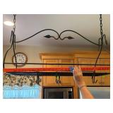 Elegant Wrought Iron Pot Rack with Leaf Design and Hooks