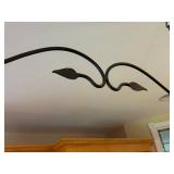 Elegant Wrought Iron Pot Rack with Leaf Design and Hooks