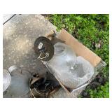 Collection of Vintage Lighting Fixtures and Antique Serving Pot