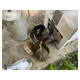 Collection of Vintage Lighting Fixtures and Antique Serving Pot