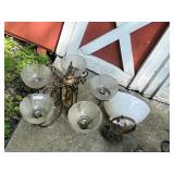 Vintage 5-Arm Ceiling Light Fixture with Frosted Glass Shades