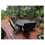 6-Piece Outdoor Patio Set with Wicker Table and Chairs