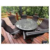 6-Piece Outdoor Patio Set with Wicker Table and Chairs