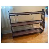 Vintage Wooden Three-Tier Wall Shelf with Gothic Details