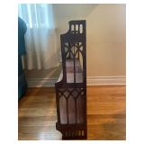 Vintage Wooden Three-Tier Wall Shelf with Gothic Details