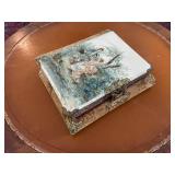 Antique Victorian Music Box Photo Album with Watteau Style Cover