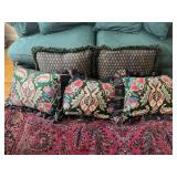 Set of 5 Vintage Decorative Throw Pillows with Tapestry Designs