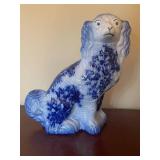 Pair of Blue and White Staffordshire Dog Figurines