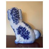 Pair of Blue and White Staffordshire Dog Figurines