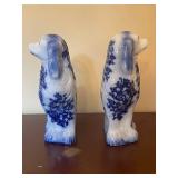 Pair of Blue and White Staffordshire Dog Figurines