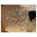 Collection of Assorted Glassware Including Wine Glasses and Shot Glasses