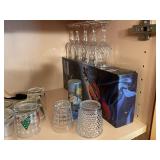 Collection of Assorted Glassware Including Wine Glasses and Shot Glasses