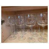 Large Set of Etched Wine Glasses