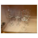 Large Set of Etched Wine Glasses