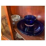 Collection of Vintage Crystal and Blue Glass Tableware