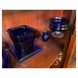 Collection of Vintage Crystal and Blue Glass Tableware