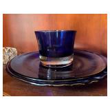 Collection of Vintage Crystal and Blue Glass Tableware