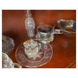 Collection of Vintage Crystal and Blue Glass Tableware