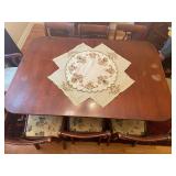 Vintage Mahogany Dining Table with 6 Lyre Back Chairs