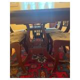 Vintage Mahogany Dining Table with 6 Lyre Back Chairs
