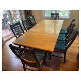 Solid Wood Dining Table with 8 Matching Chairs and Cushions