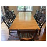 Solid Wood Dining Table with 8 Matching Chairs and Cushions
