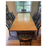 Solid Wood Dining Table with 8 Matching Chairs and Cushions