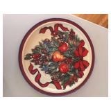 Set of 4 Christmas Holly Dinner Plates and 1 Holiday Serving Platter