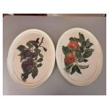 Set of 5 Vintage Decorative Trays with Floral and Fruit Designs