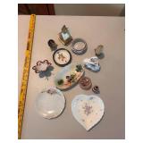 Collection of Assorted Decorative Porcelain Plates and Trinkets