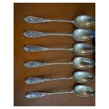 Set of 6 Antique .830 Silver Spoons - 73 Grams
