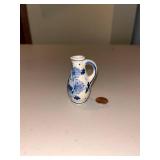 Vintage Delft Miniature Vase and Silverplate Sugar Bowl Set
