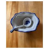 Set of 3 Blue and White Staffordshire Ceramic Pieces (as seen, see photos)