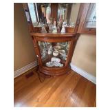 Oak Corner Curio Cabinet with Interior Lighting - CONTENTS NOT INCLUDED