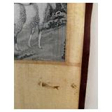 Antique Chinese Silk Wall Scroll with Horse Motif