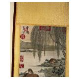 Antique Chinese Silk Wall Scroll with Horse Motif