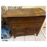 Antique Wooden Dresser with Mirror