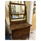 Antique Wooden Dresser with Mirror
