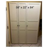 White 3-Door Wardrobe Closet 58"x22"x84" - Contents not included