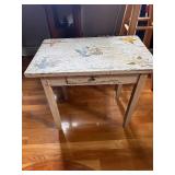 Vintage Hand-Painted Wooden Table with Floral Design