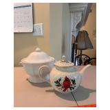 Lenox Cardinal Teapot and White Covered Jar Set