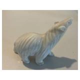 Set of Quartz Amethyst Geode and White Bear Marble Figurine